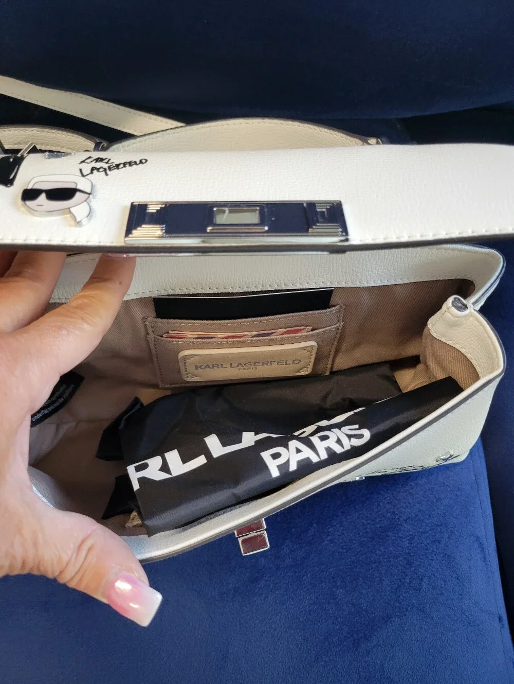 Karl Lagerfeld White Graphic Accent Top-Handle Or Crossbody Bag